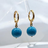 Brinco Argola com Bola de Murano Turquesa
